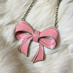 Large Pink Bow Barbie Necklace